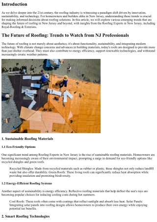 The Future of Roofing: Trends to Watch from NJ Professionals