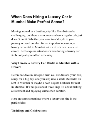 When Does Hiring a Luxury Car in Mumbai Make Perfect Sense?