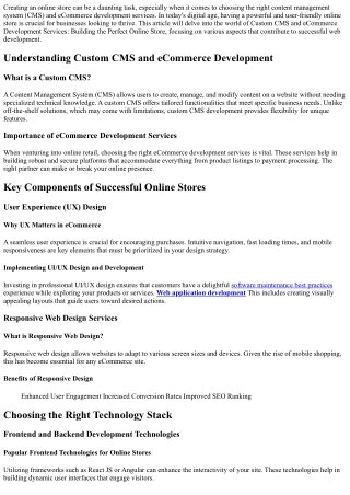 Custom CMS and eCommerce Development Services: Building the Perfect Online Store