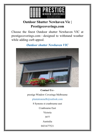 Outdoor Shutter Newhaven Vic  Prestigecoverings.com
