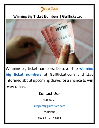 Winning Big Ticket Numbers Gulfticket.com