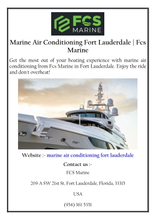 Marine Air Conditioning Fort Lauderdale | Fcs Marine