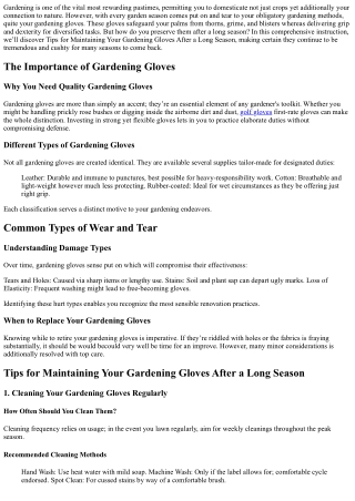 Tips for Maintaining Your Gardening Gloves After a Long Season