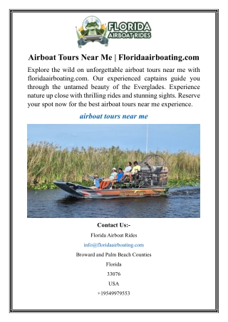 Airboat Tours Near Me  Floridaairboating.com