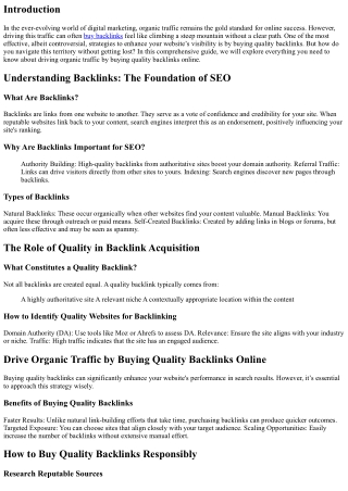 Drive Organic Traffic by Buying Quality Backlinks Online