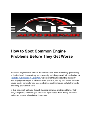 Reliable Auto Repair, Oil Changes, Brakes & Tire Services in North Palm Beach, F