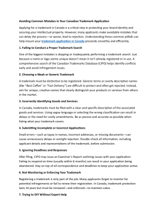 Avoiding Common Mistakes in Your Canadian Trademark Application