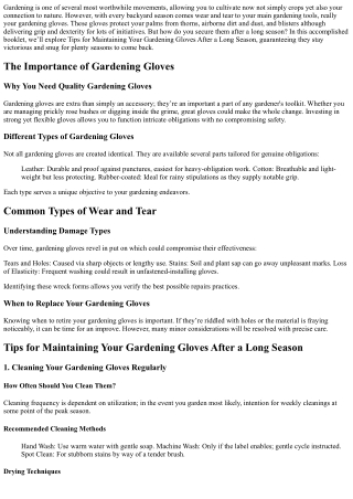 Tips for Maintaining Your Gardening Gloves After a Long Season