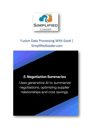 Fusion Data Processing With Excel | Simplifiedloader.com