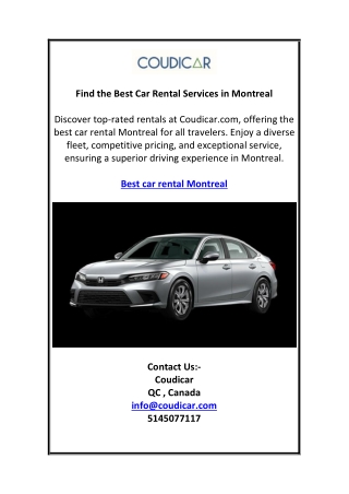 Find the Best Car Rental Services in Montreal