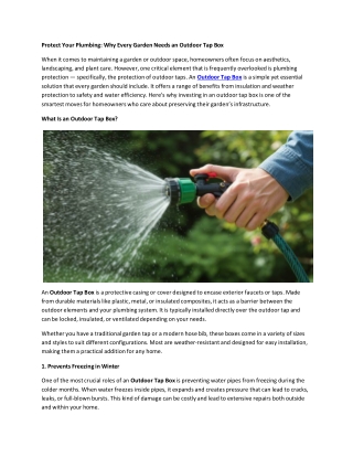 Protect Your Plumbing: Why Every Garden Needs an Outdoor Tap Box