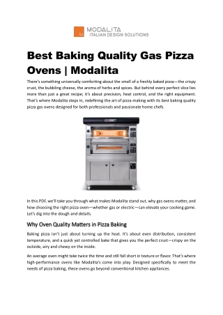 Best Baking Quality Gas Pizza Ovens by Modalita