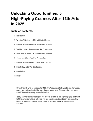 Unlocking Opportunities_ 8 High-Paying Courses After 12th Arts in 2025
