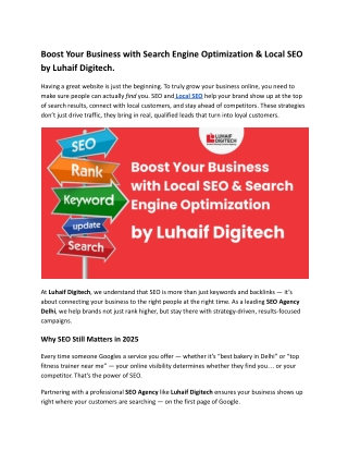 Boost Your Business with Search Engine Optimization & Local SEO by Luhaif Digitech