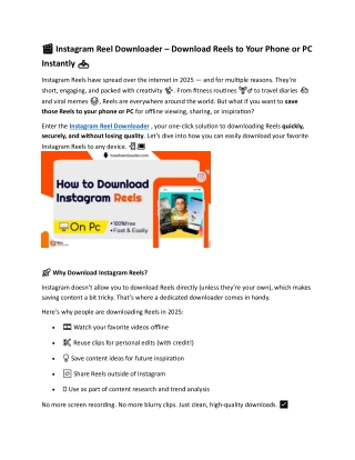 Instagram Reel Downloader – Download Reels to Your Phone or PC Instantly