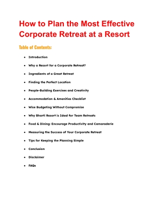 How to Plan the Most Effective Corporate Retreat at a Resort