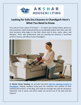 Looking for Sofa Dry Cleaners in Chandigarh Here’s What You Need to Know