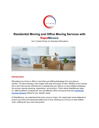 Reliable Residential Moving Company | Safe & Affordable Home Relocations