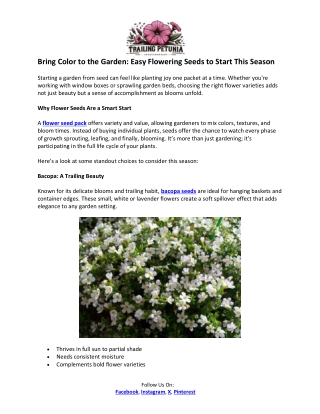 Trailing Petunia- Hardy Geranium Seeds