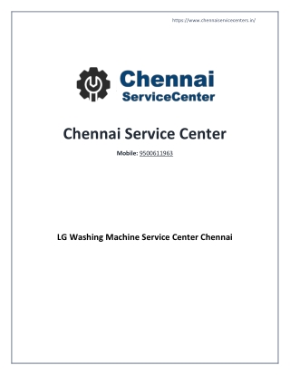 LG Washing Machine Service Center Chennai