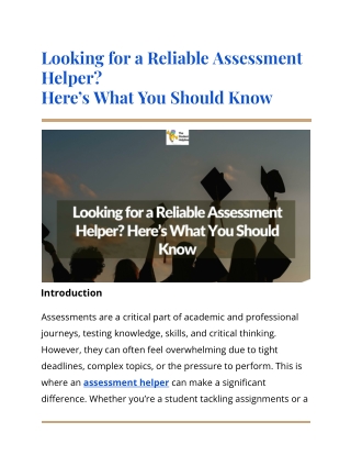 Looking for a Reliable Assessment Helper_ Here’s What You Should Know
