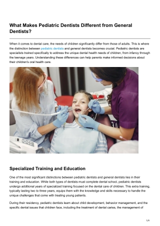 What Makes Pediatric Dentists Different from General Dentists