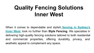 Quality Fencing Solutions Inner West