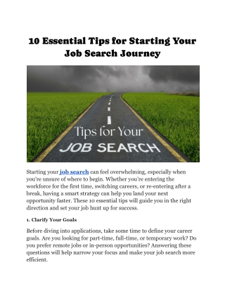 10 Essential Tips for Starting Your Job Search Journey