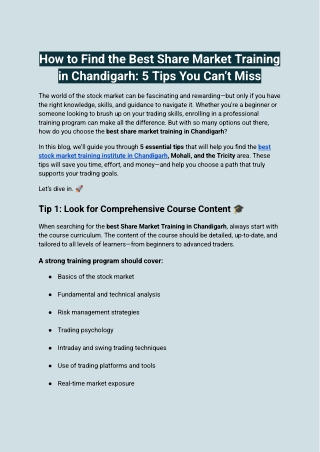 How to Find the Best Share Market Training in Chandigarh_ 5 Tips You Can’t Miss