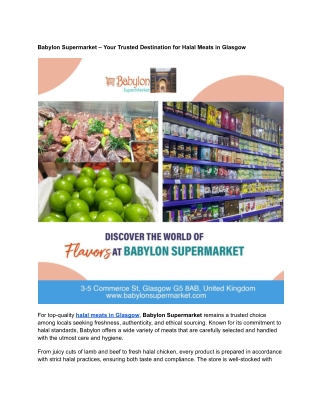 Discover Fresh Halal Meats in Glasgow at Babylon Supermarket