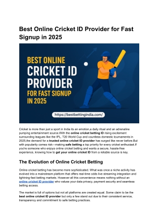 Best Online Cricket ID Provider for Fast Signup in 2025