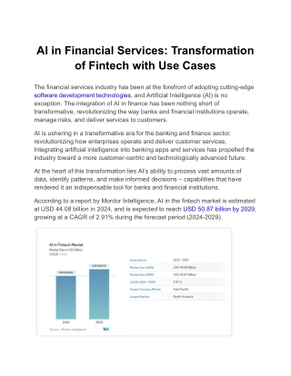 AI in Financial Services- Transformation of Fintech with Use Cases