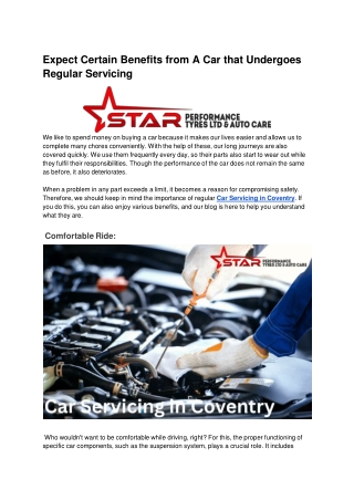 Expect Certain Benefits from A Car that Undergoes Regular Servicing