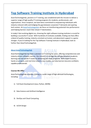 Top Software Training Institute in Hyderabad