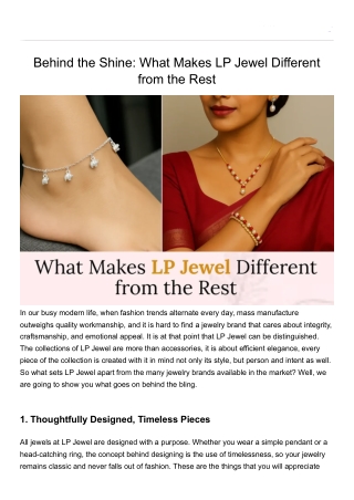 Behind the Shine: What Makes LP Jewel Different from the Rest