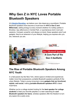 Why Gen Z in NYC Loves Portable Bluetooth Speakers