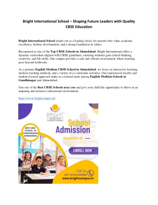 Bright International School – Shaping Future Leaders with Quality CBSE Education