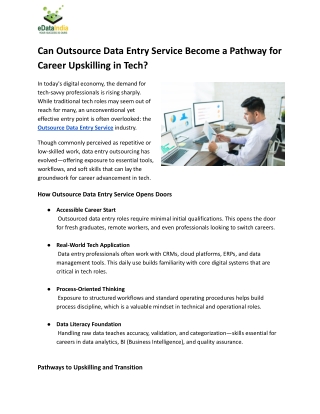 Can Outsource Data Entry Service Become a Pathway for Career Upskilling in Tech