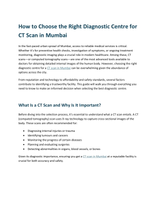 Affordable & Safe CT Scan in Mumbai – Picture This Imaging