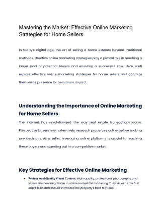 Mastering the Market_ Effective Online Marketing Strategies for Home Sellers