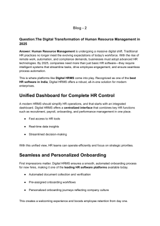 The Digital Transformation of Human Resource Management in 2025