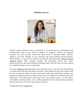 Dietitian Near me | Vineela’s Sparkel Wellness Center