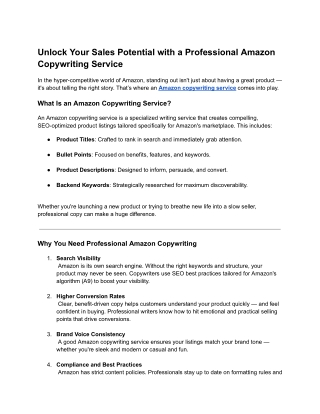 Unlock Your Sales Potential with a Professional Amazon Copywriting Service