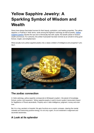 Yellow Sapphire Jewelry_ A Sparkling Symbol of Wisdom and Wealth
