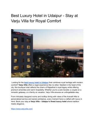 Best Luxury Hotel in Udaipur