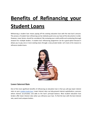 Benefits of Refinancing your Student Loans