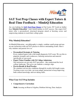 SAT Test Prep Classes with Expert Tutors & Real-Time Feedback – MindzQ Education