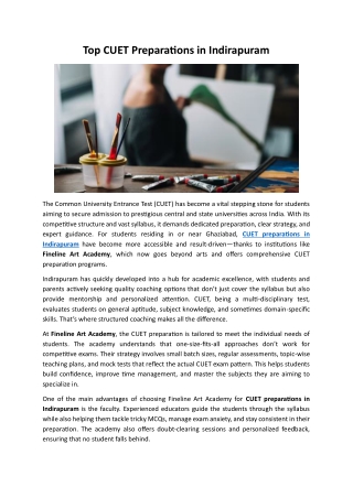 Top CUET Preparations in Indirapuram