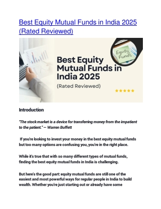 Best Equity Mutual Funds in India 2025 (Rated Reviewed)