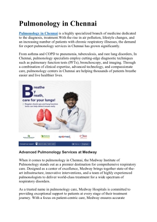 Pulmonology in Chennai